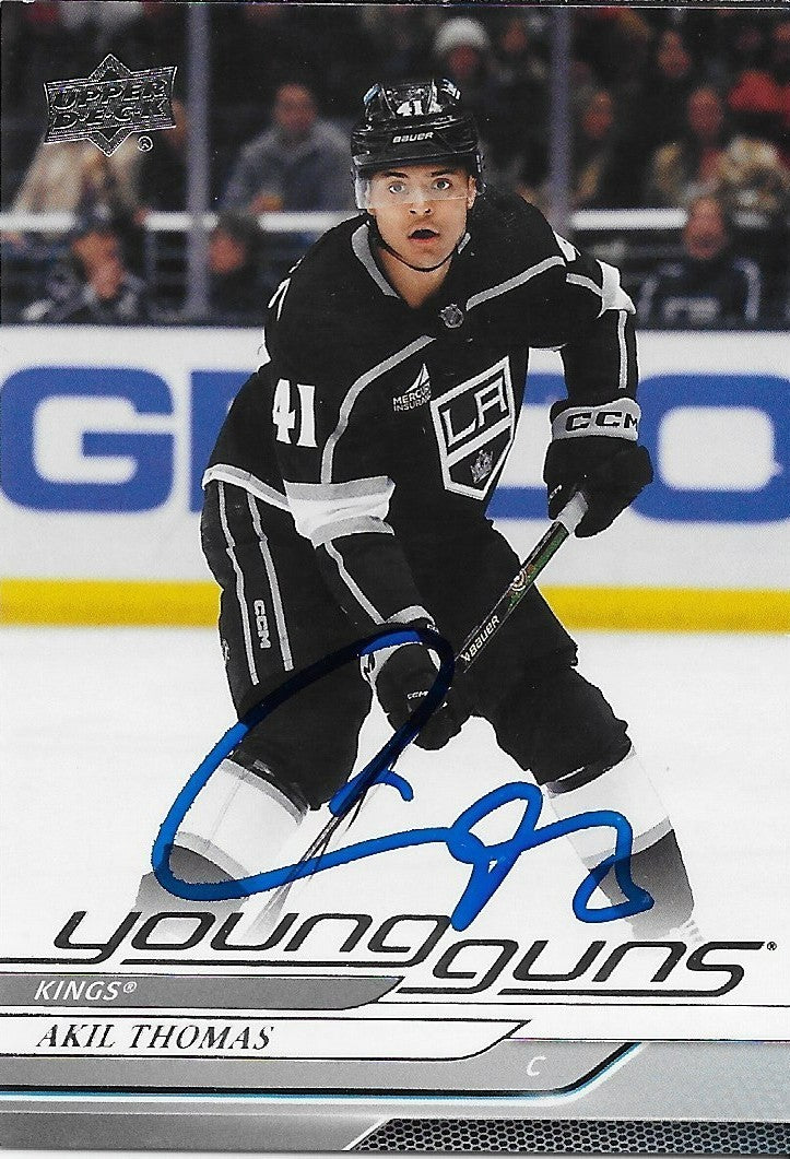 Signed Akil Thomas Young Guns 2024-25 UD Los Angeles Kings Rookie Card