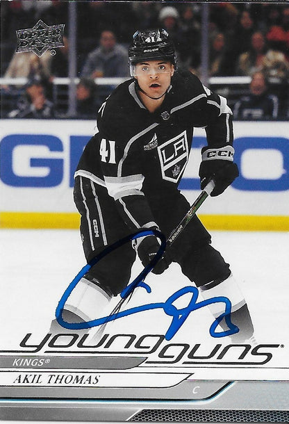 Signed Akil Thomas Young Guns 2024-25 UD Los Angeles Kings Rookie Card