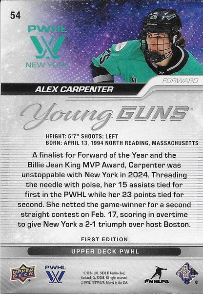 Signed Alex Carpenter 2024 UD Young Guns PWHL New York Sirens Rookie Card