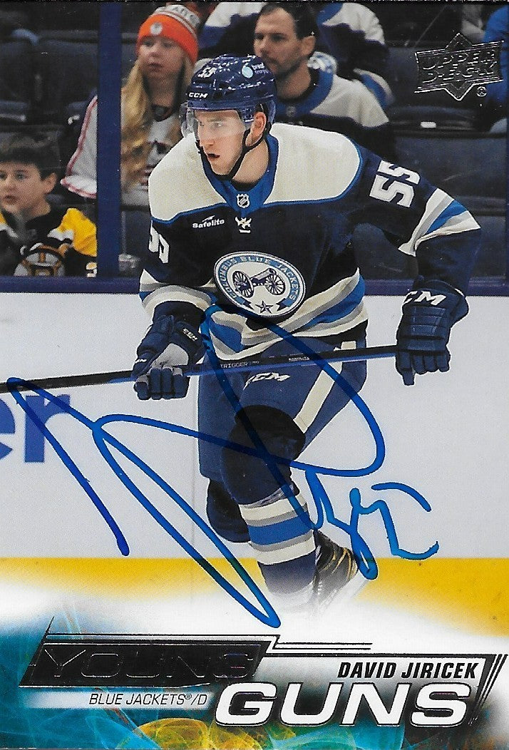 Signed David Jiricek Young Guns 22-23 UD Columbus Blue Jackets Rookie Card