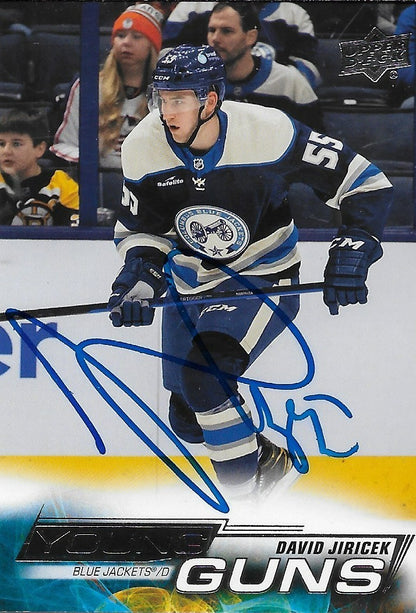 Signed David Jiricek Young Guns 22-23 UD Columbus Blue Jackets Rookie Card