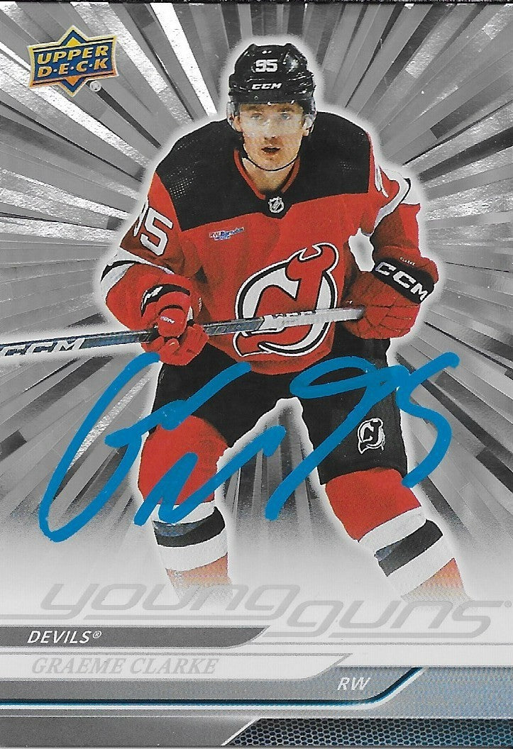 Signed Graeme Clarke Young Guns Outburst 24/25 UD New Jersey Devils Rookie Card