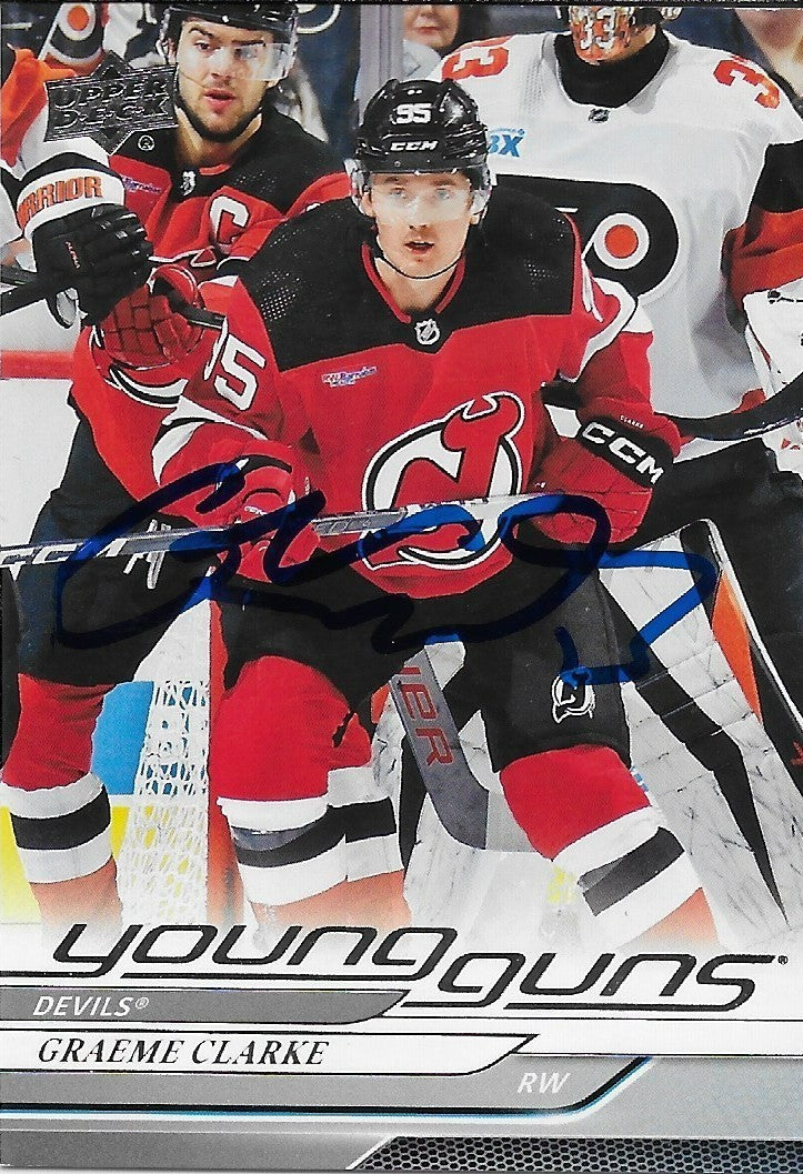 Signed Graeme Clarke Young Guns 2024/25 UD New Jersey Devils Rookie Card