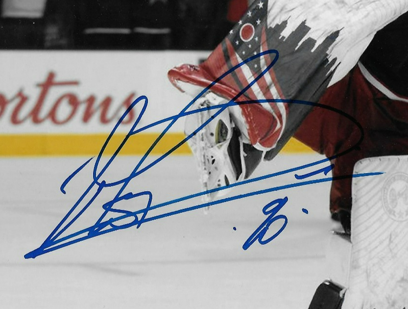 Signed Elvis Merzlikins Columbus Blue Jackets Autographed 8x10 Photo #3 Original