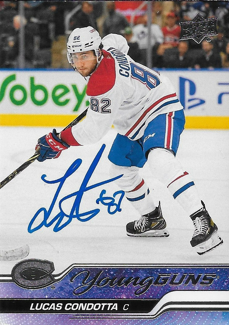 Signed Lucas Condotta Young Guns 2023-24 UD Montreal Canadiens Rookie Card