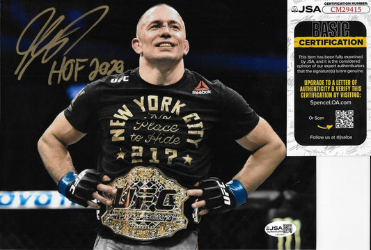 Signed Georges St Pierre Inscribed HoF 2020 8x10 Photo #6 JSA Private Signing
