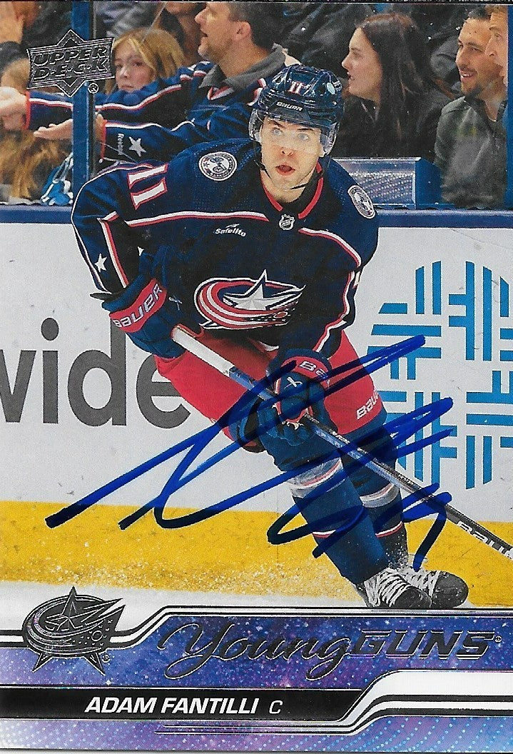 Signed Adam Fantilli Young Guns UD 2023-24 Columbus Blue Jackets Rookie Card