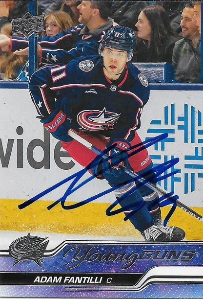 Signed Adam Fantilli Young Guns UD 2023-24 Columbus Blue Jackets Rookie Card