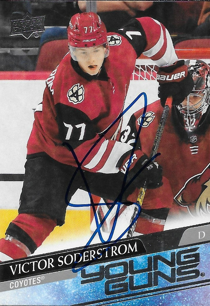 Signed Victor Soderstrom Young Guns 2020-21 UD Arizona Coyotes Rookie Card