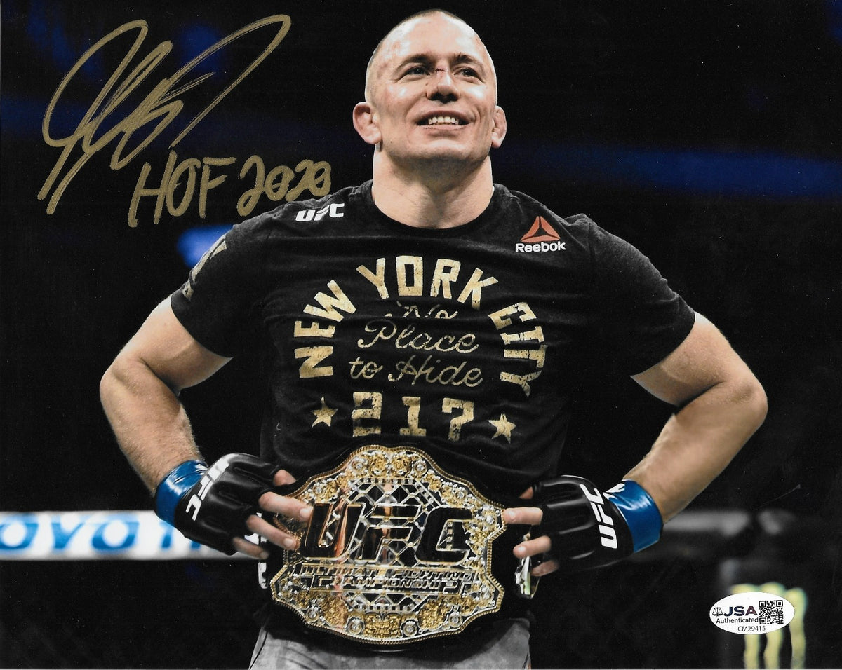 Signed Georges St Pierre Inscribed HoF 2020 8x10 Photo #6 JSA Private Signing