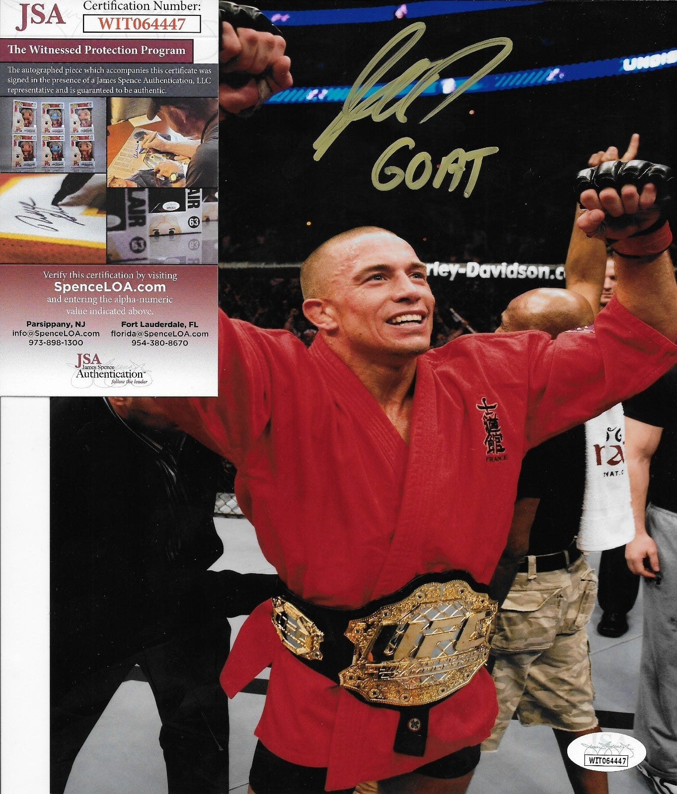 Signed Georges St Pierre UFC Inscribed GOAT 8x10 Photo #8 w JSA Private Signing