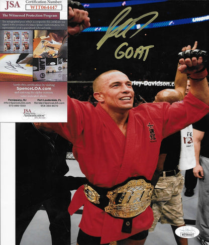 Signed Georges St Pierre UFC Inscribed GOAT 8x10 Photo #8 w JSA Private Signing
