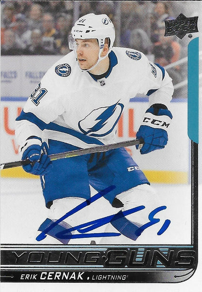 Signed Erik Cernak Young Guns 2018-19 UD Tampa Bay Lightning Rookie Card