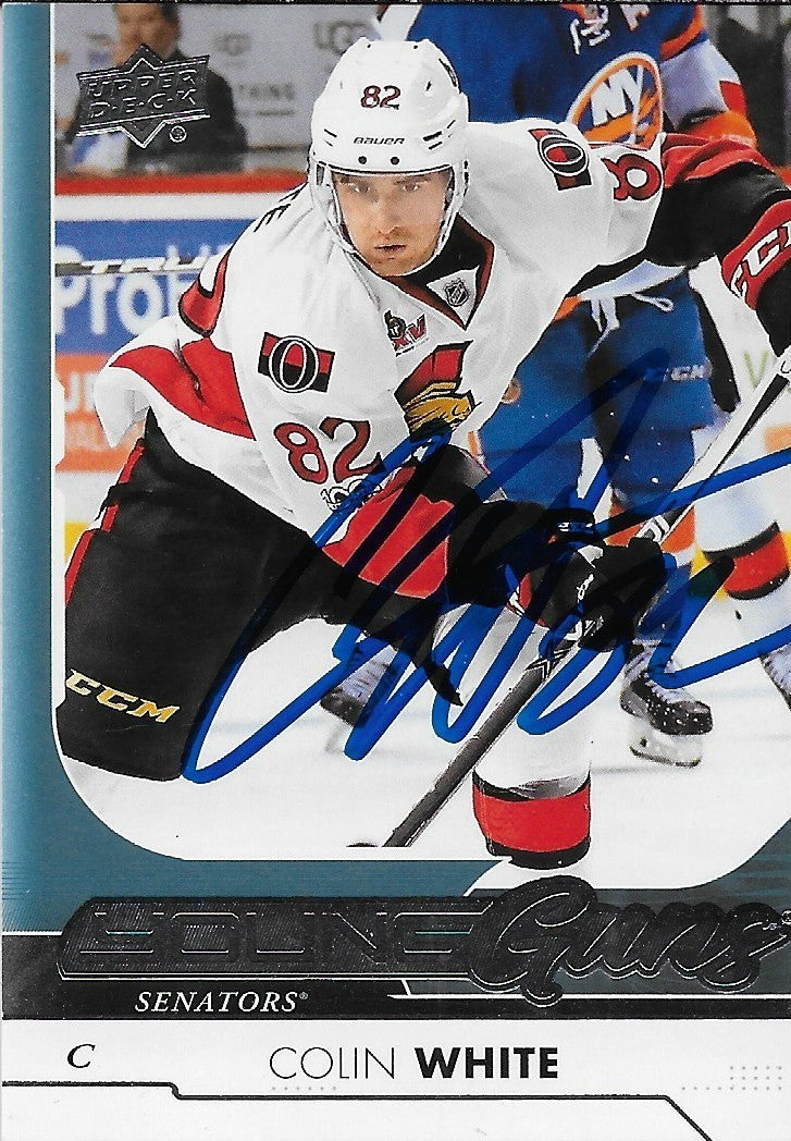 Signed Colin White Young Guns 2017-18 UD Ottawa Senators Autographed Rookie Card