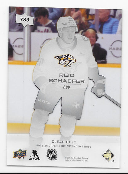 Reid Schaefer Predators UD Extended 2025-26 Clear Cut Young  Guns Card #733