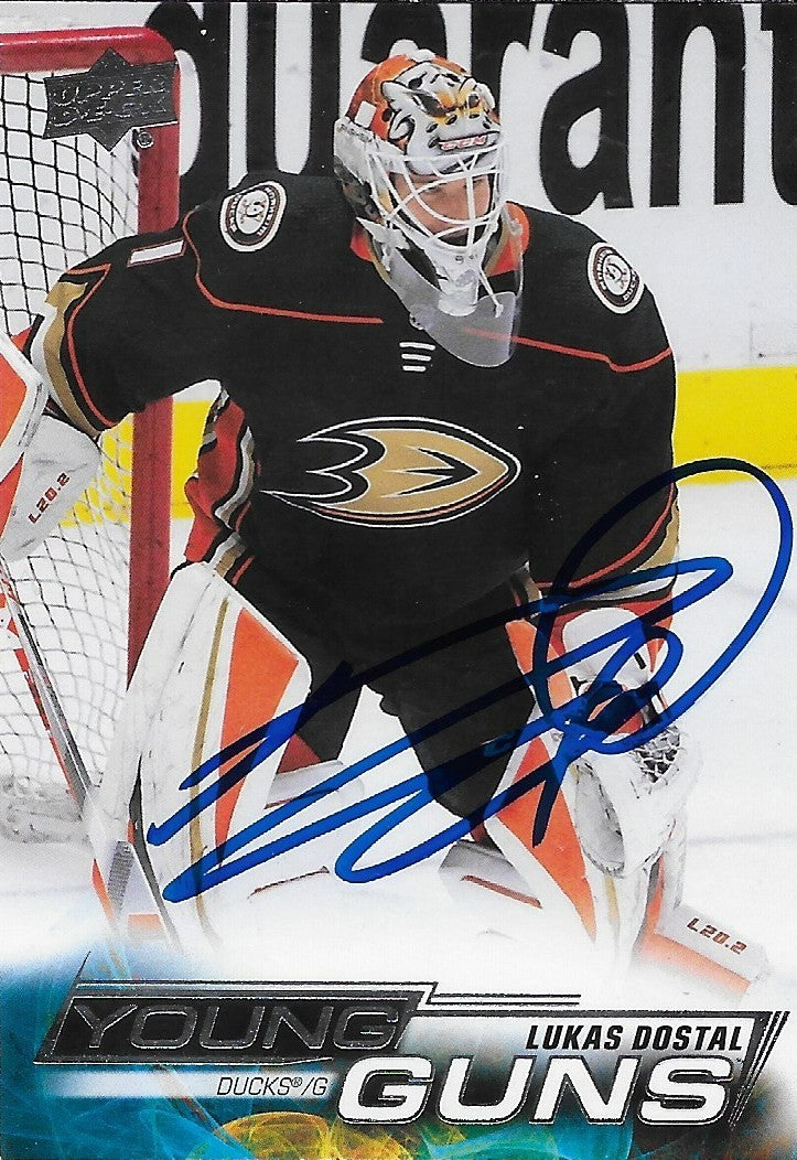 Signed Lukas Dostal Young Guns 2022-23 UD Anaheim Ducks Rookie Card