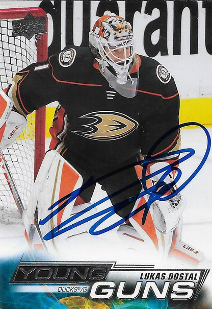 Signed Lukas Dostal Young Guns 2022-23 UD Anaheim Ducks Rookie Card