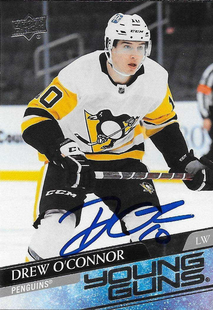 Signed Drew O'Connor Young Guns 2020-21 Upper Deck Pittsburgh Penguins Card