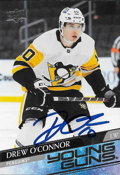 Signed Drew O'Connor Young Guns 2020-21 Upper Deck Pittsburgh Penguins Card