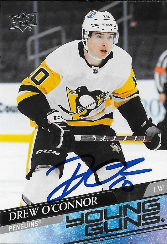 Signed Drew O'Connor Young Guns 2020-21 Upper Deck Pittsburgh Penguins Card