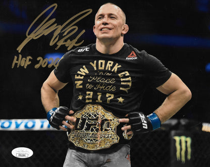 Signed Georges St Pierre Inscribed Rush HoF 2020 8x10 Photo  JSA Private Signing