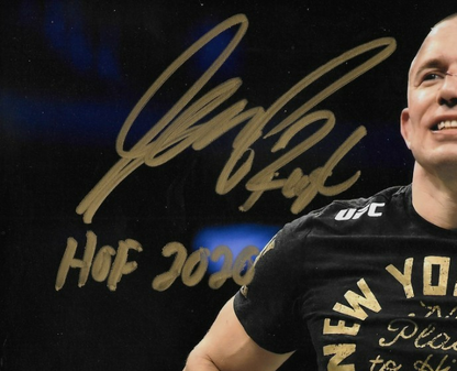 Signed Georges St Pierre Inscribed Rush HoF 2020 8x10 Photo  JSA Private Signing