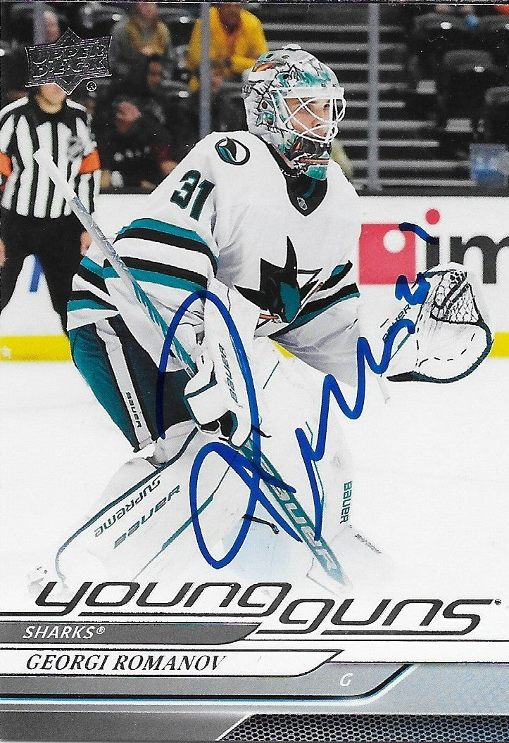 Signed Georgi Romanov Young Guns 2024-25 UD San Jose Sharks Rookie Card