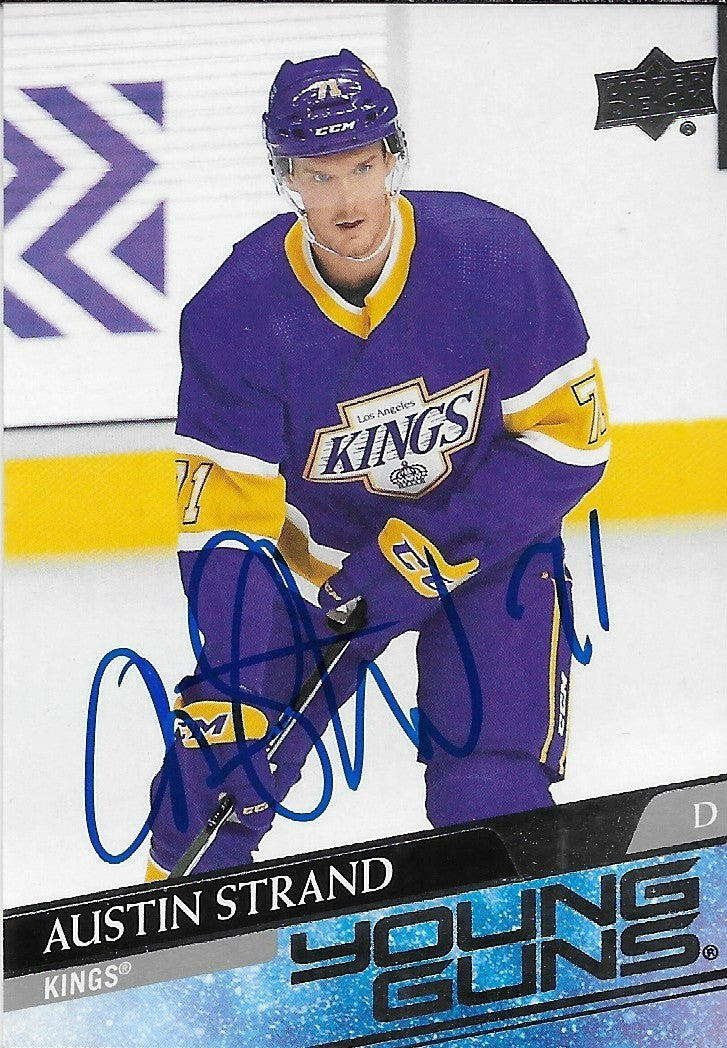 Signed Austin Strand Young Guns 2020-21 UD Los Angeles Kings Rookie Card