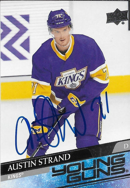 Signed Austin Strand Young Guns 2020-21 UD Los Angeles Kings Rookie Card