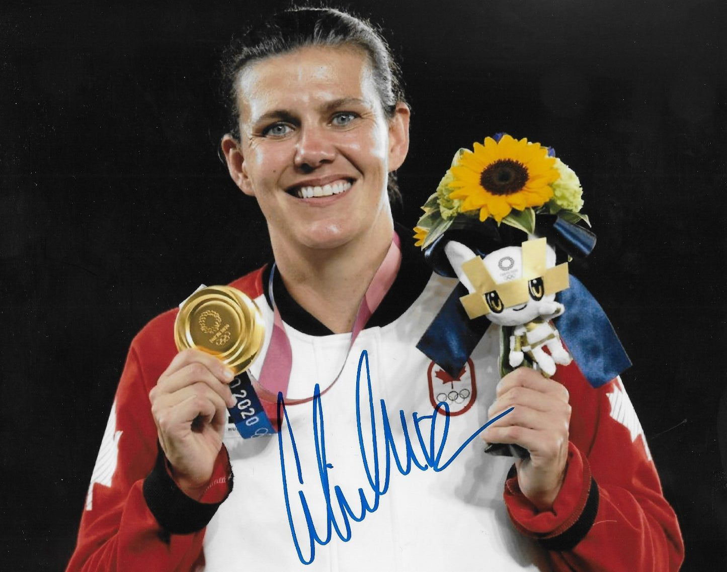 Signed Christine Sinclair Team Canada Soccer Gold 2020 Tokyo Olympics 8x10 Photo