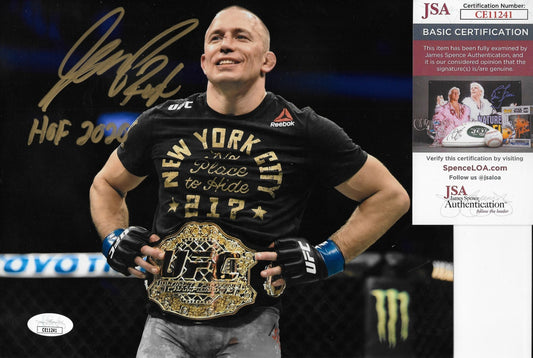 Signed Georges St Pierre Inscribed Rush HoF 2020 8x10 Photo  JSA Private Signing