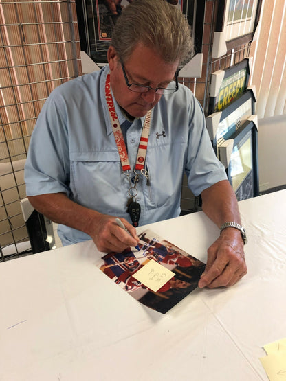 Signed Pierre Bouchard Montreal Canadiens 8x10 #2 Inscribed 5 Stanley Cups w JSA