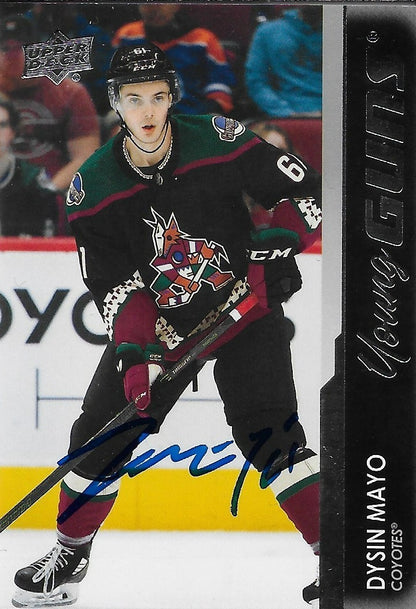 Signed Dysin Mayo Young Guns 2021-22 UD Arizona Coyotes Rookie Card