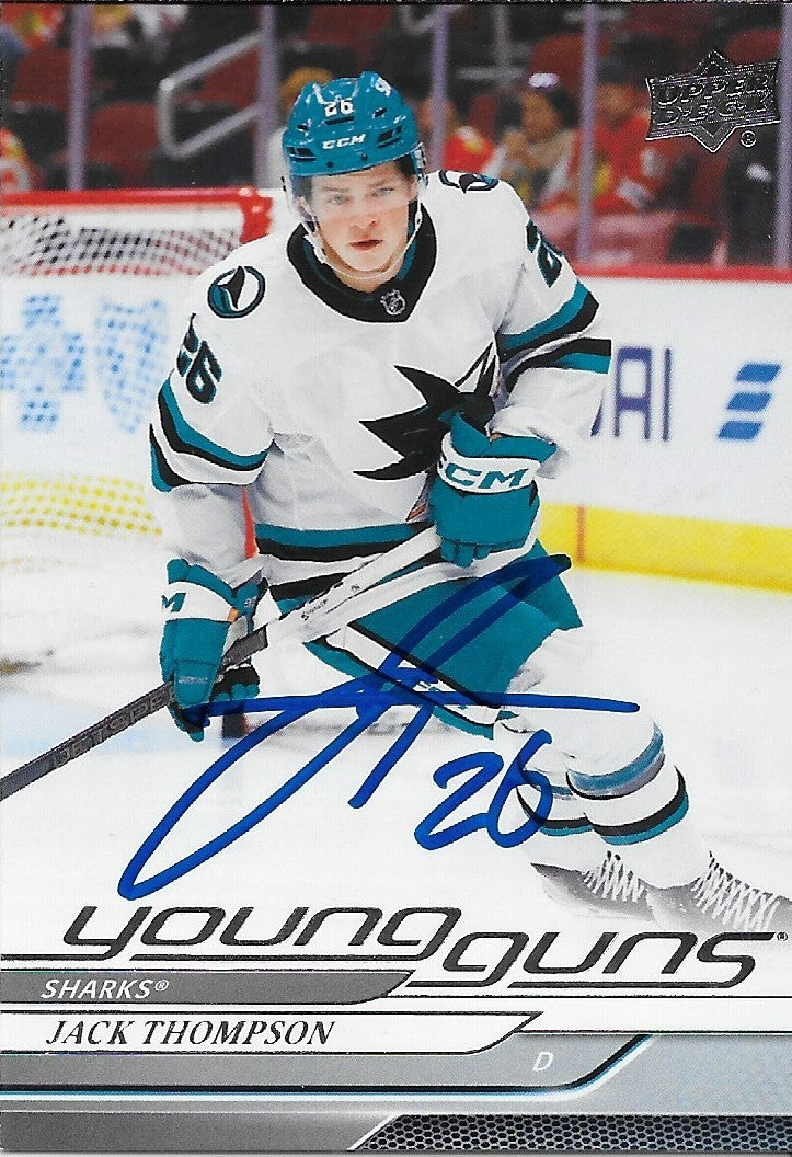 Signed Jack Thompson Young Guns 2024-25 UD San Jose Sharks Rookie Card
