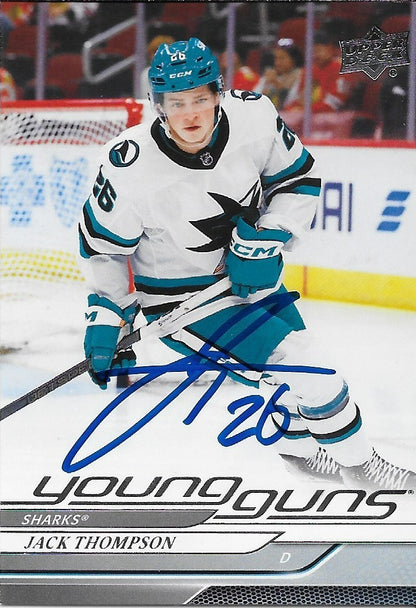 Signed Jack Thompson Young Guns 2024-25 UD San Jose Sharks Rookie Card