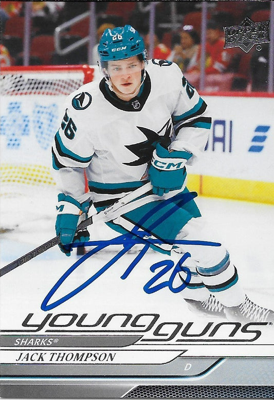 Signed Jack Thompson Young Guns 2024-25 UD San Jose Sharks Rookie Card