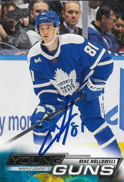 Signed Mac Hollowell Young Guns UD 22/23 Toronto Maple Leafs Rookie Crd Original