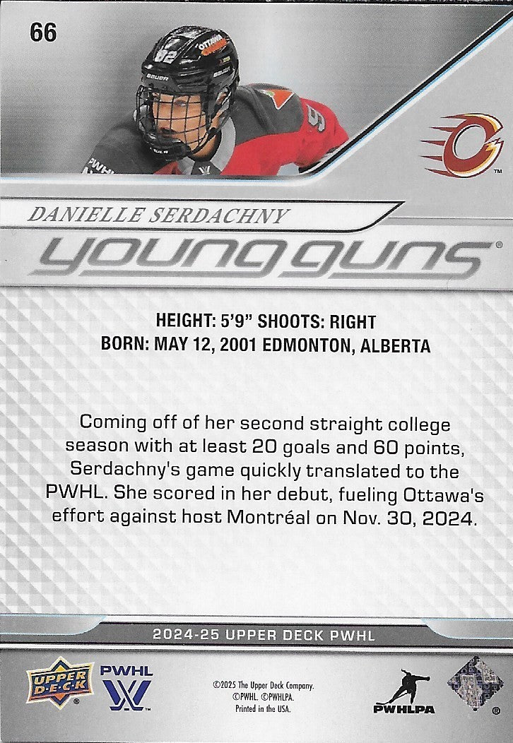 Signed Danielle Serdachny 24-25 UD Young Guns PWHL Ottawa Charge Rookie Card