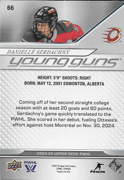 Signed Danielle Serdachny 24-25 UD Young Guns PWHL Ottawa Charge Rookie Card