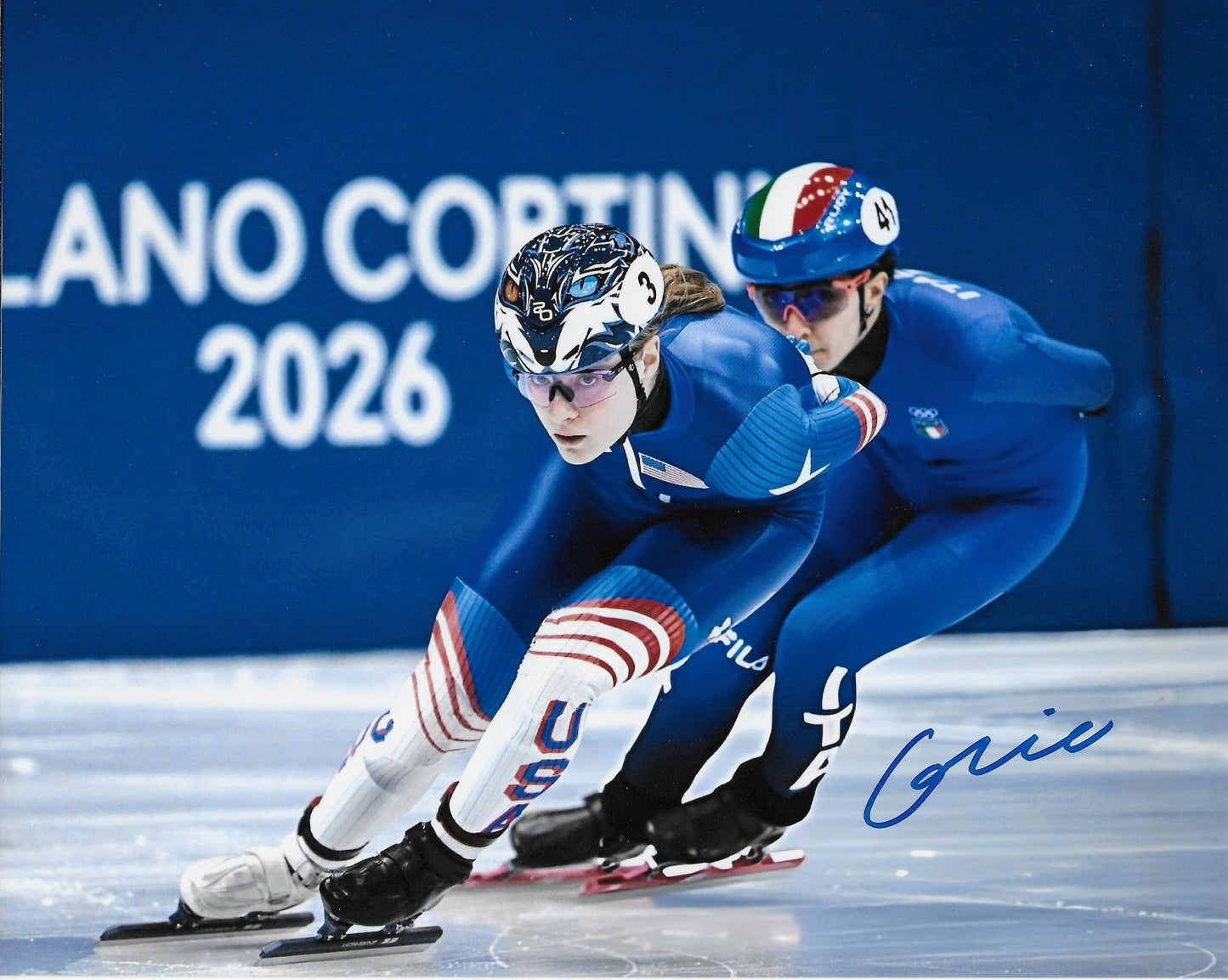 Signed Corinne Stoddard 2026 Milano Olympics Speed Skating 8x10 Photo 2 Original