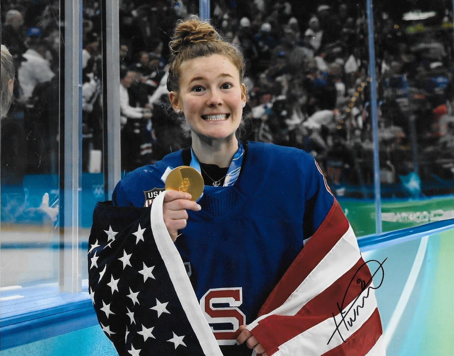 Signed Haley Winn Team USA Milano Winter Olympic Gold Medal 8x10 Photo #1
