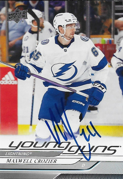 Signed Maxwell Crozier Young Guns 2024-25 UD Tampa Bay Lightning Rookie Card