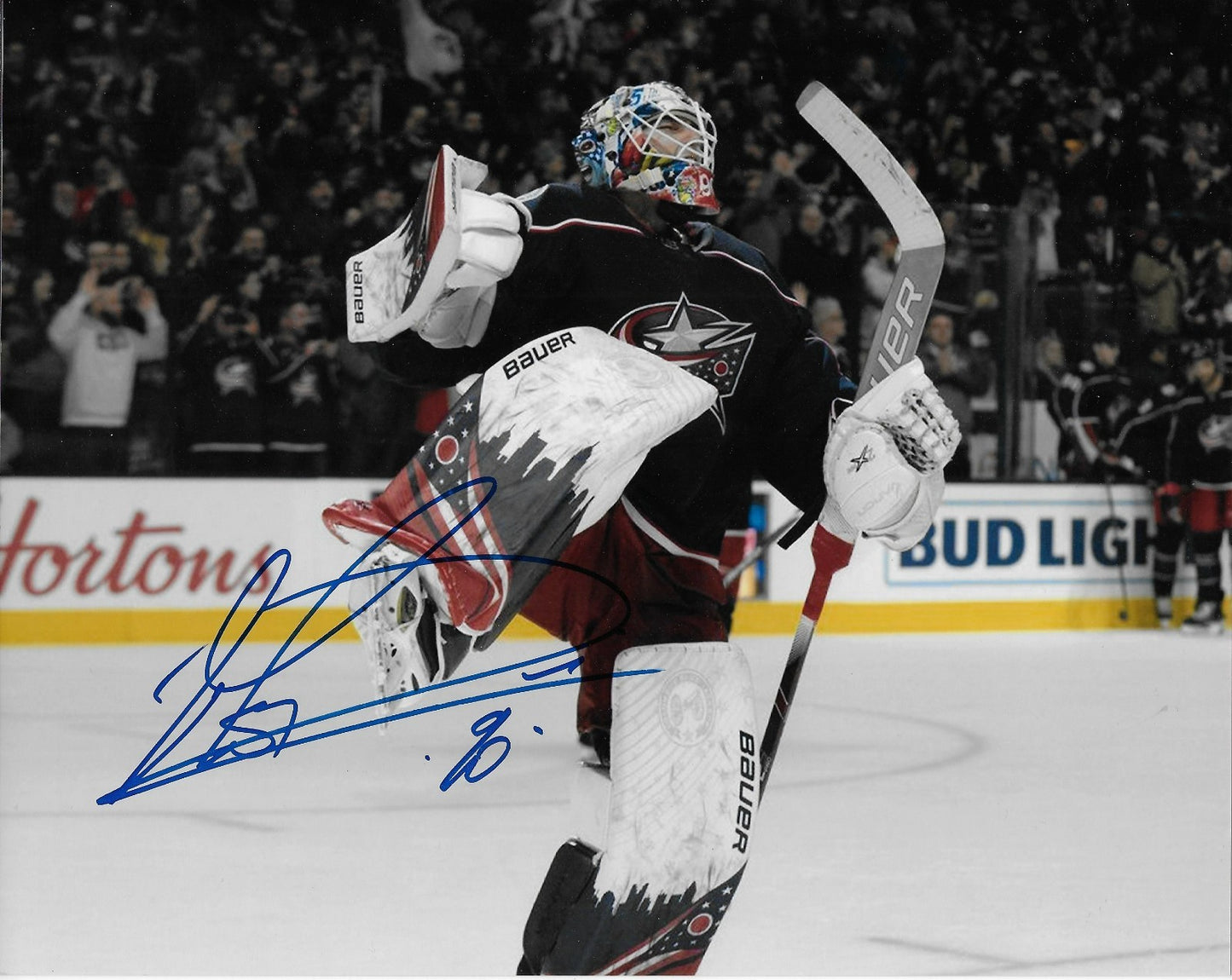 Signed Elvis Merzlikins Columbus Blue Jackets Autographed 8x10 Photo #3 Original