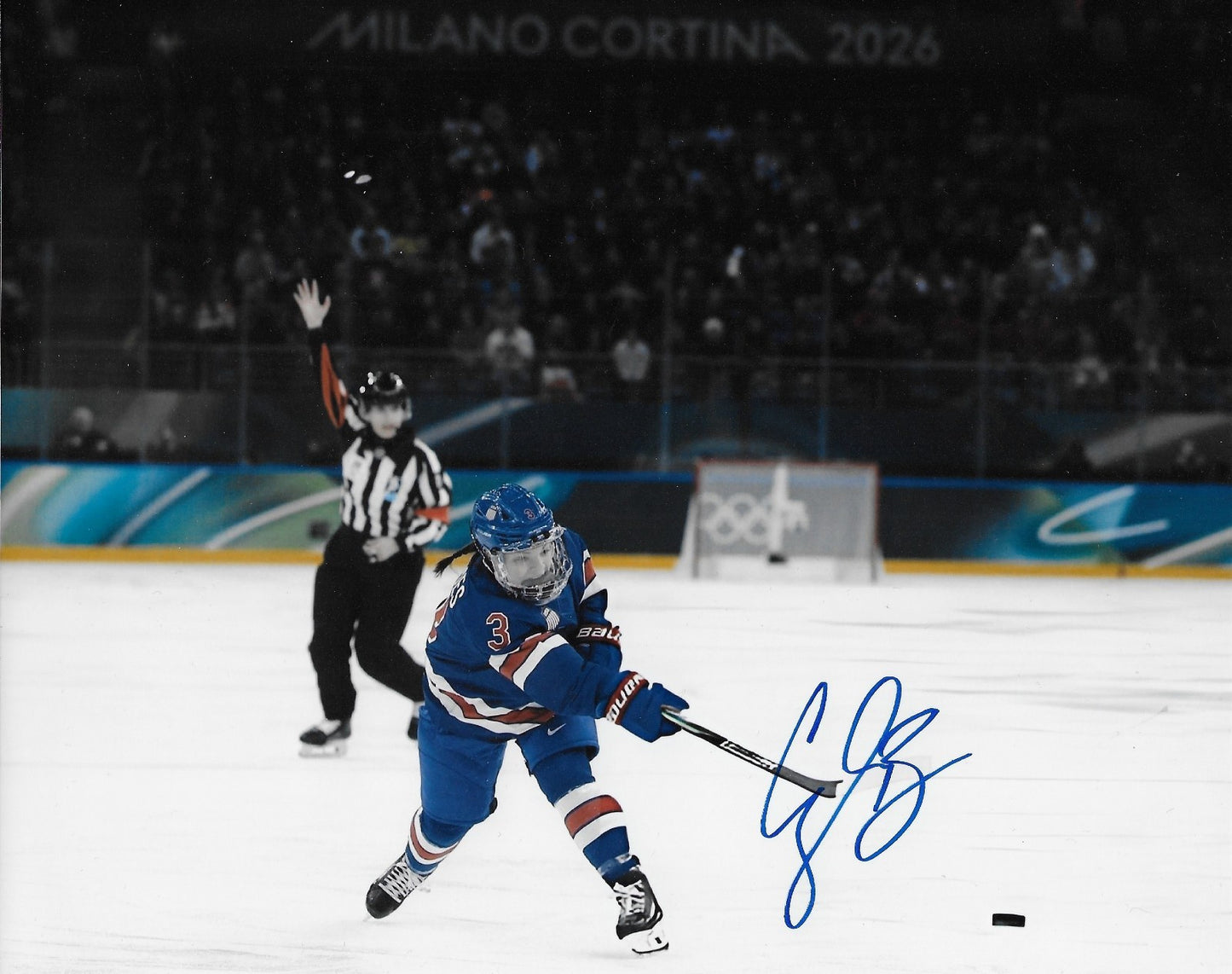 Signed Cayla Barnes Team USA Milano Winter Olympic Hockey 8x10 Photo #5 Original