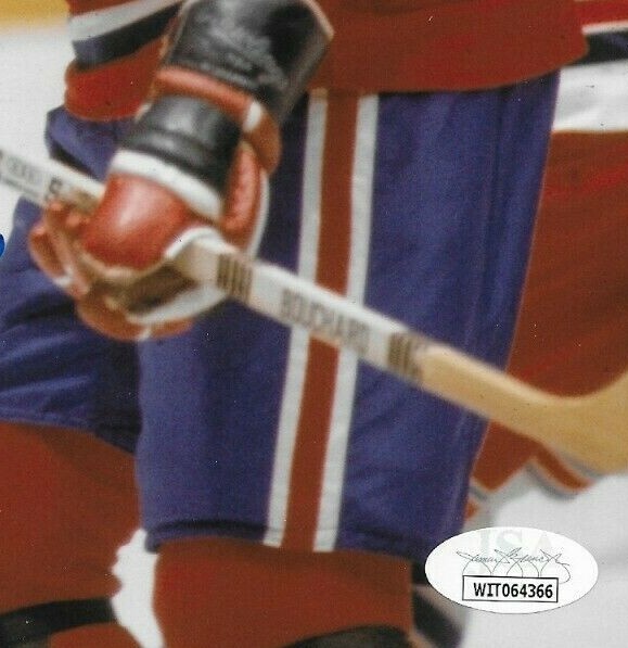 Signed Pierre Bouchard Montreal Canadiens 8x10 #5 Inscribed 5 Stanley Cups w JSA