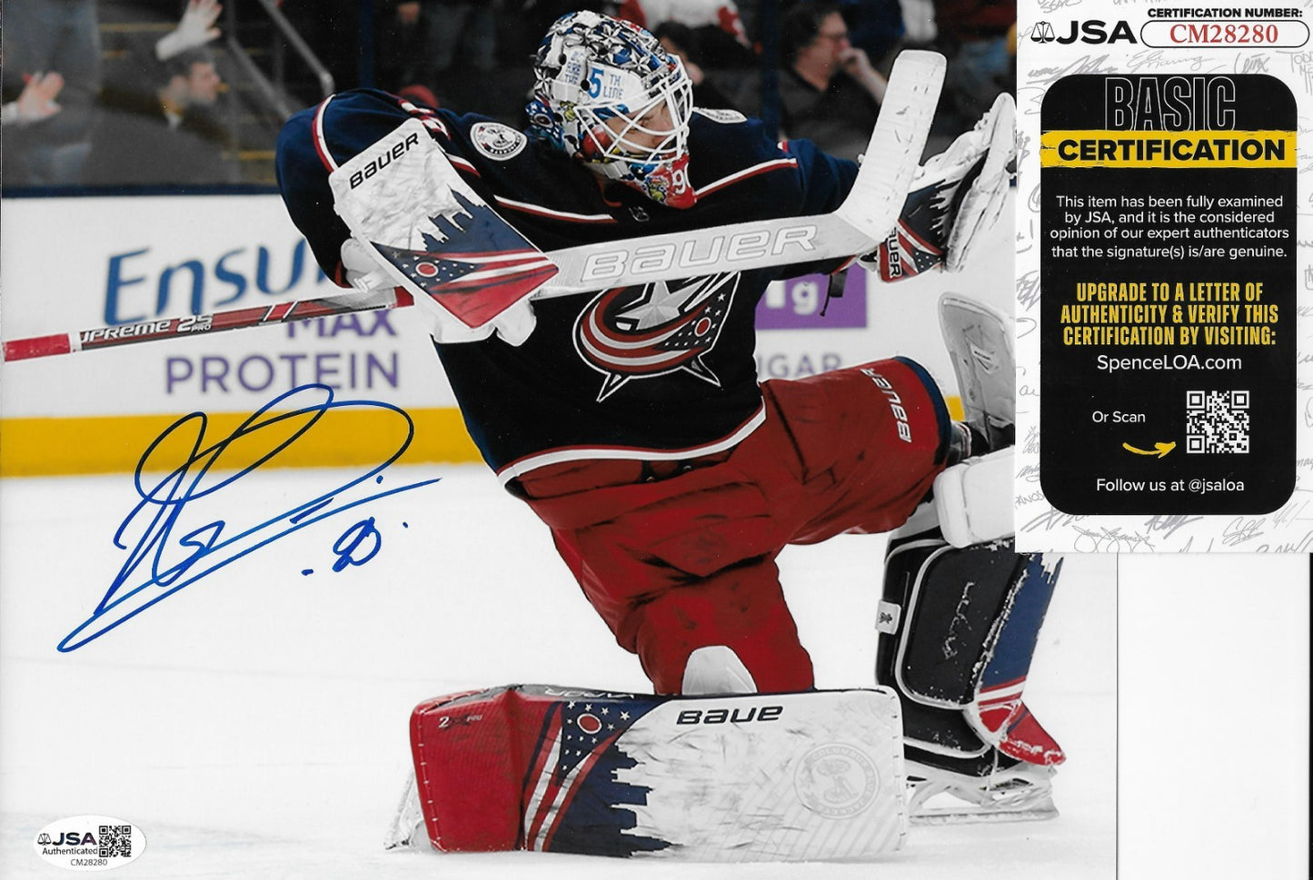 Signed Elvis Merzlikins Columbus Blue Jackets Autographed 8x10 Photo #2 with JSA