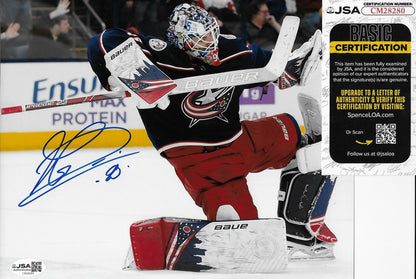 Signed Elvis Merzlikins Columbus Blue Jackets Autographed 8x10 Photo #2 with JSA