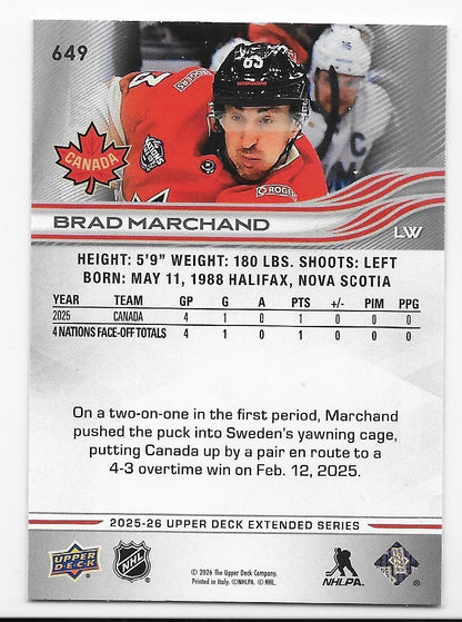 Brad Marchand Florida Panthers UD Extended 2025-26  Deluxe Canada Card #649