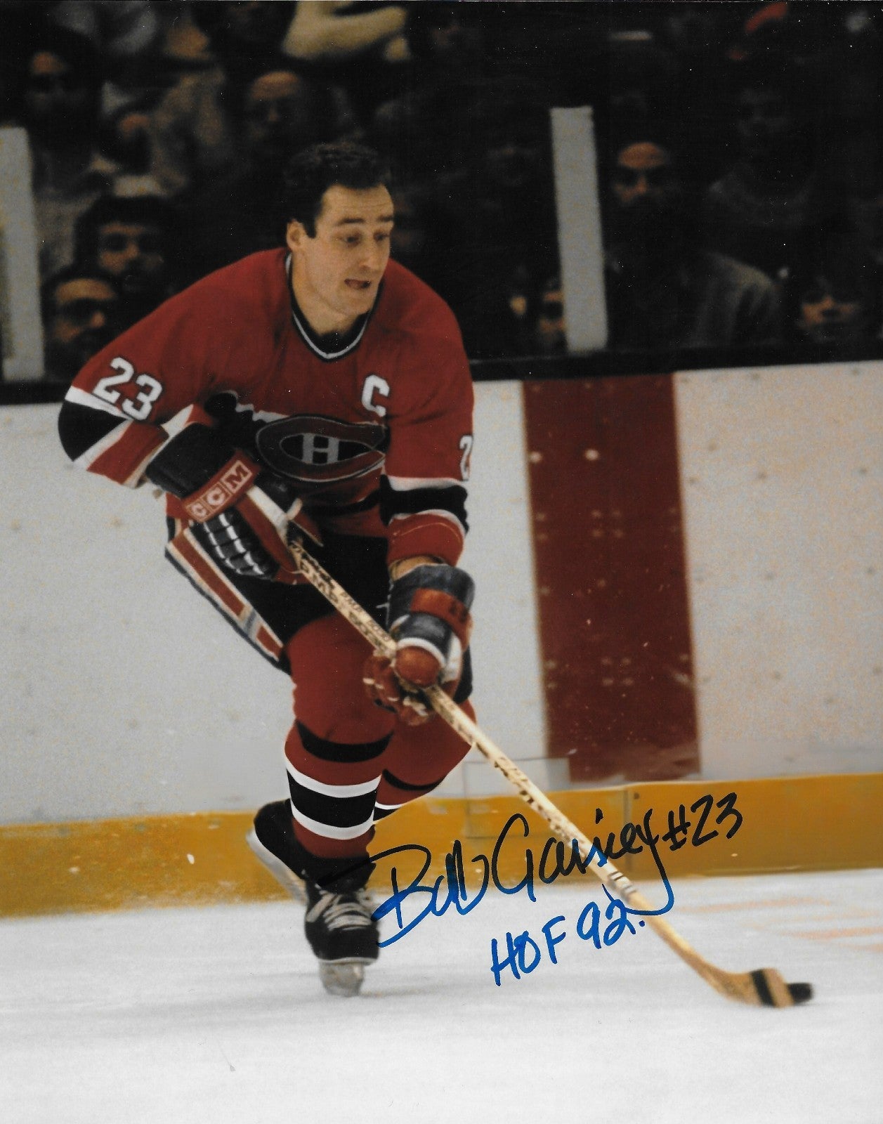 Signed Bob Gainey Montreal Canadiens 8x10 Photo with  H of F 92 Private Signing