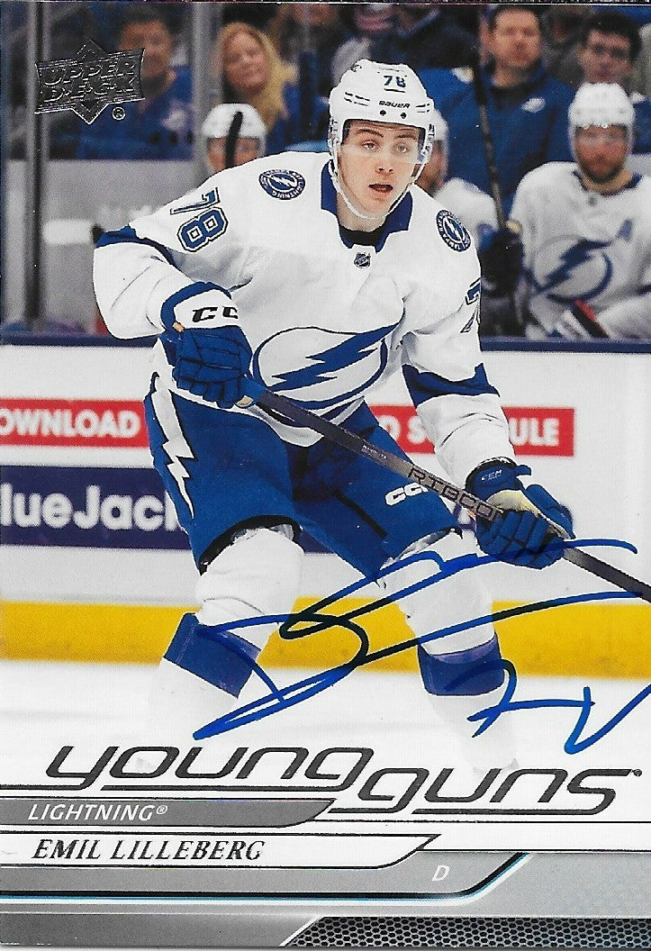 Signed Emil Lilleberg Young Guns 2024-25 UD Tampa Bay Lightning Rookie Card